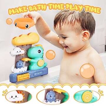 EKUEASYKU Dinosaur Bath Toys for Toddlers Shower Bath Time Fishing Games with Ocean Animals Dice Bathtub Toys Tub Gift for Baby Kids Infant Girls Boys