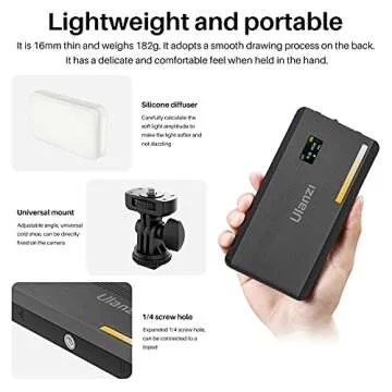 ULANZI VL200 Bi-Color LED Video Light, On-Camera Video Light, Type-C Rechargeable 5000mAh Mini Camera Light, 2500-9000K Ultra Bright Photo and Video Lighting, Fill Light, Potable Photography Lighting