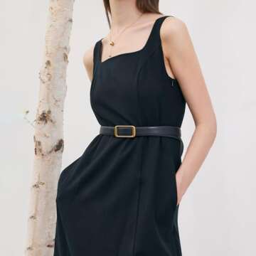 GOELIA Women's Reversible Genuine Leather Belt Thin Fashion Waist Belts for Jeans Pants Dresses with Gold Buckle