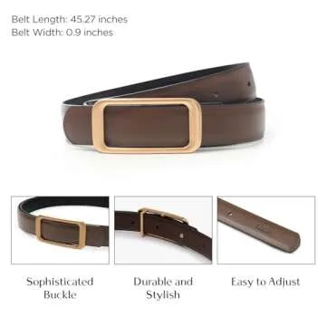 GOELIA Women's Reversible Genuine Leather Belt Thin Fashion Waist Belts for Jeans Pants Dresses with Gold Buckle