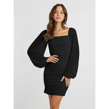 MASCOMODA Elegant Mini Ruched Bodycon Dress for Women