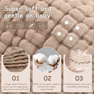 Looxii Muslin Burp Cloths 100% Cotton Muslin Cloths Large 20''x10'' Extra Soft and Absorbent 6 Pack ...