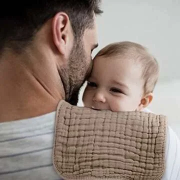 Looxii Muslin Burp Cloths 100% Cotton Muslin Cloths Large 20''x10'' Extra Soft and Absorbent 6 Pack Baby Burping Cloth for Boys and Girls (Brown)