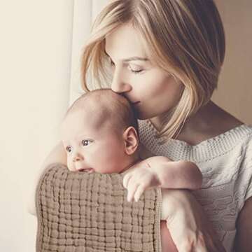 Looxii Muslin Burp Cloths 100% Cotton Muslin Cloths Large 20''x10'' Extra Soft and Absorbent 6 Pack Baby Burping Cloth for Boys and Girls (Brown)