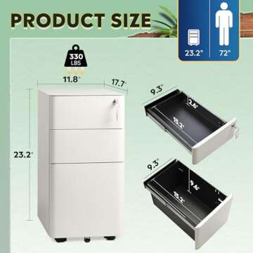 DEVAISE Slim Vertical File Cabinet - Secure & Spacious