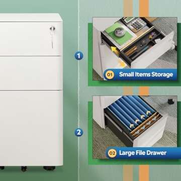 DEVAISE Slim Vertical File Cabinet - Secure & Spacious