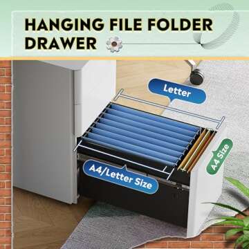 DEVAISE Slim Vertical File Cabinet - Secure & Spacious