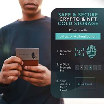Arculus Silver Key Card - Secure & Convenient Crypto Wallet for Digital Asset Cold Storage. Offline Wallet for Bitcoin, Cryptocurrency & NFTs with 3-Factor Authentication