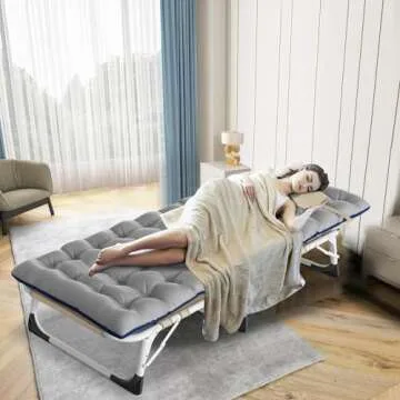 Slsy Sleeping Cots for Adults, 5-Position Folding Chaise Lounge Chairs Outdoor, Portable Folding Bed Cot Lounge Chair for Beach Lawn Camping Pool Sun Tanning