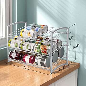 Can Rack Organizer - 3-Tier Stackable Can Holder Dispenser for Kitchen Pantry or Cabinet Organizatio...