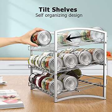 Can Rack Organizer - 3-Tier Stackable Can Holder with Steel Design