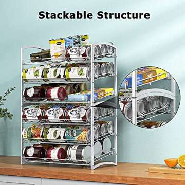 Can Rack Organizer - 3-Tier Stackable Can Holder with Steel Design