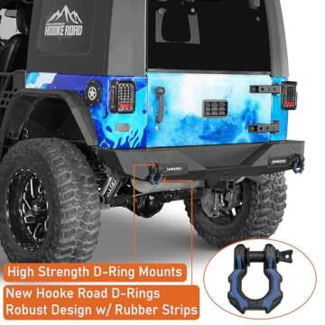 Hooke Road Offroad Front & Rear Bumper Kit for 2007-2018 Jeep Wrangler JK & Unlimited 2/4 Doors (LED Lights & D-Rings Included)