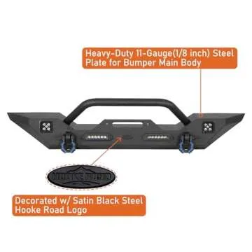 Hooke Road Offroad Front & Rear Bumper Kit for 2007-2018 Jeep Wrangler JK & Unlimited 2/4 Doors (LED Lights & D-Rings Included)
