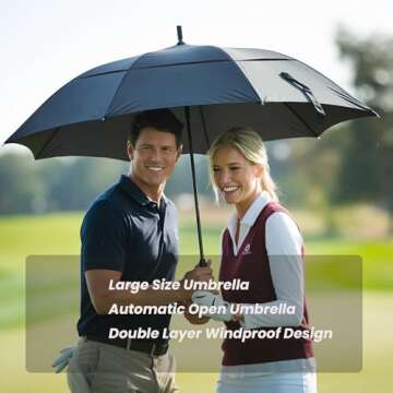 MRTLLOA 62/68/72 Inch Automatic Open Black Golf Umbrella - Oversize Vented Windproof Sports Umbrella...