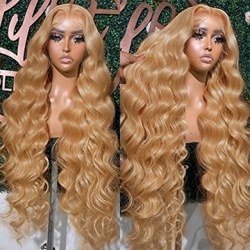 UMEGOOD 200% Density Honey Blonde Wig Human Hair 13x6 HD Transparent Lace Front Wigs Human Hair Hair...