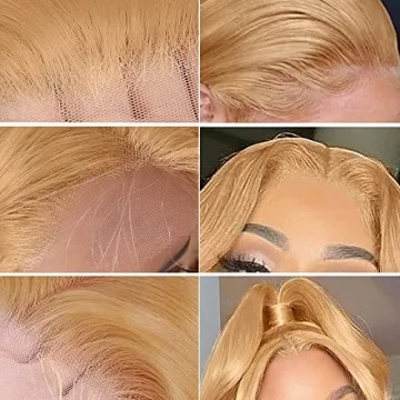 UMEGOOD 200% Density Honey Blonde Wig Human Hair 13x6 HD Transparent Lace Front Wigs Human Hair Hair Pre-Plucked 13x6 Blonde Body Wave Glueless Light Brown Lace Front Wigs Human Hair
