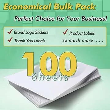 Koala Glossy Sticker Paper for Inkjet & Laser Printer, Printable Photo Sticker Paper, 100 Sheets 8.5x11 In Self-Adhesive Photo Paper for Scrapbooking, Brand Logo, Party Decor Stickers