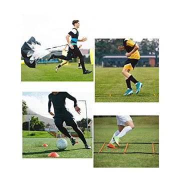 GHB Agility Ladder Speed Training Ladder 20 Feet 12 Rung Exercise Ladder, 10 Disc Cones,Resistance Parachute,Football Training Equipment Set