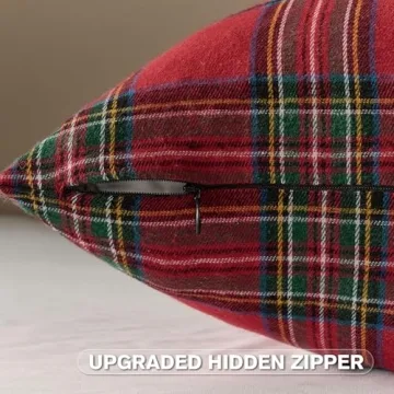 FUTEI Christmas Red Plaid Throw Pillow Covers Set of 2