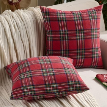 FUTEI Christmas Red Plaid Throw Pillow Covers Set of 2