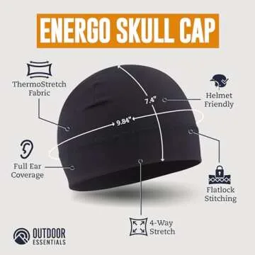 OutdoorEssentials Skull Cap - Thin Lightweight Beanie Hat Men and Women - Helmet Liner Caps Head Liners - Warm Womens and Mens Hats - Winter Running Hat Beanies - Black - 2 Pack
