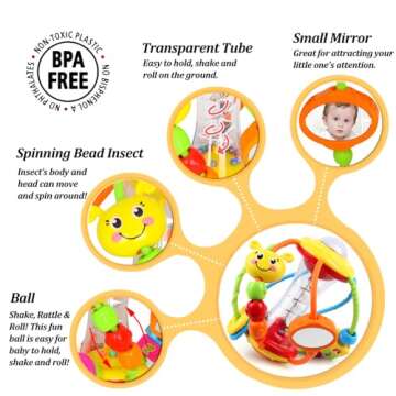 Yiosion Baby Rattles Toys Set, Infant Grab N Shake Rattle, Sensory Activity Ball, Development Learning Music Toy, Newborn First Birthday Gifts for 0 1 2 3 4 5 6 7 8 9 10 12 Month Babies Boy Girl
