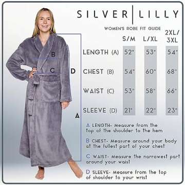 Silver Lilly Womens Plush Fleece Bath Robe, Fluffy Long Bathrobe, Great Gift for Mother's Day, Grandma, Daughter, Sister, Wife, Friend