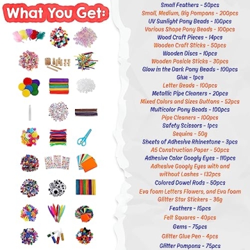 3000+ Pcs Craft Supplies Kit for Kids 4-12