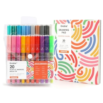 Grabie Acrylic Paint Pens Set - Brush Tip Markers for Crafting