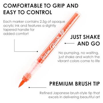 Grabie Acrylic Paint Pens Set - Brush Tip Markers for Crafting