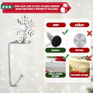 Stylish Christmas Stocking Holders Set of 4 with Rotatable Hooks