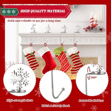 Stylish Christmas Stocking Holders Set of 4 with Rotatable Hooks