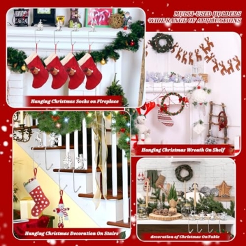 Stylish Christmas Stocking Holders Set of 4 with Rotatable Hooks