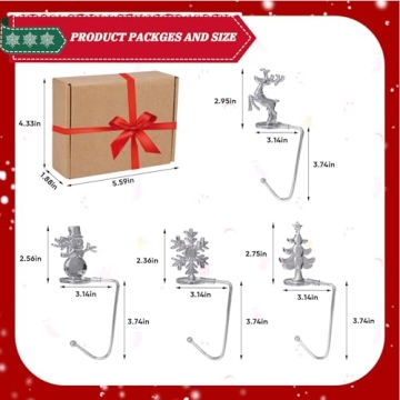 Stylish Christmas Stocking Holders Set of 4 with Rotatable Hooks