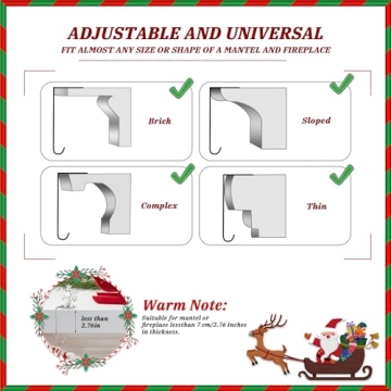 Stylish Christmas Stocking Holders Set of 4 with Rotatable Hooks