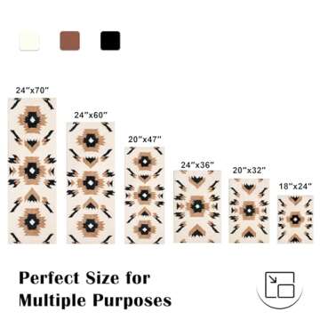 Tyrot Boho Long Bathroom Rugs Runner Non Slip Washable Western Aztec Bath Mats Rugs for Hallway Plus...