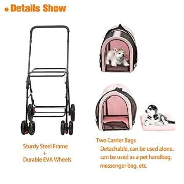 LUCKYERMORE Double Pet Stroller for Dogs and Cats