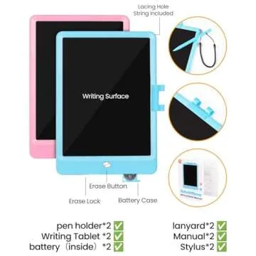 SplashNSpray Drawing Tablet, 2pack LCD Writing Tablet for Kids, Colorful Toddler Doodle Board, Erasable Reusable Electronic Drawing Pads, Educational and Learning Toy for 3+ Years Old Kids 8.5inch
