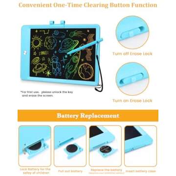 SplashNSpray Drawing Tablet, 2pack LCD Writing Tablet for Kids, Colorful Toddler Doodle Board, Erasable Reusable Electronic Drawing Pads, Educational and Learning Toy for 3+ Years Old Kids 8.5inch