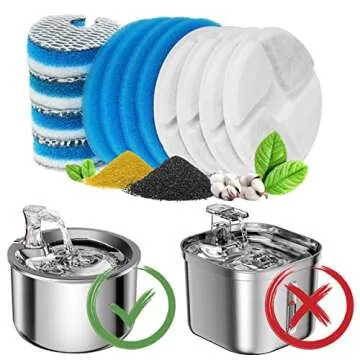 Homtyler Stainless Steel Cat Water Fountain Filters 6 Pack Cat Fountain Filter Replacement, 3 Triple...