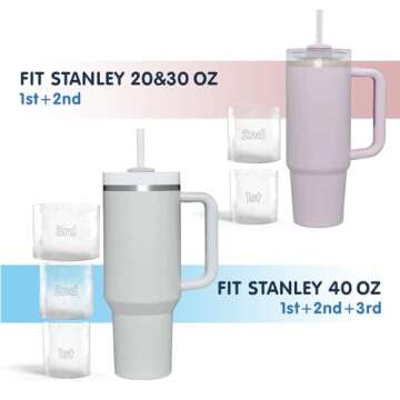 Marchoose Ice Cube Tray for Stanley Ice Mold Tumbler 30&40 Oz, Silicone Ice Mold with Lid & Bin for ...