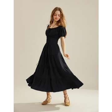 Long Flowy Skirts for Women Summer Renaissance High Waist Flowy Maxi Skirt with Pockets Black XL