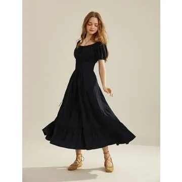 Long Flowy Skirts for Women Summer Renaissance High Waist Flowy Maxi Skirt with Pockets Black XL