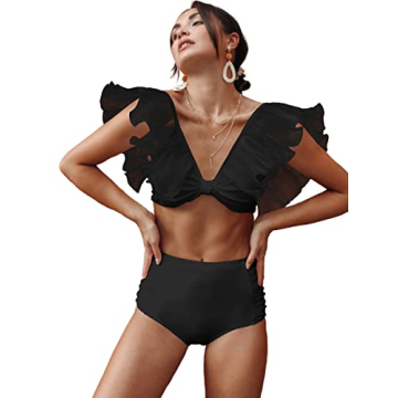 Stylish Women’s High Waisted Lace Ruffle Bikini for Summer Fun