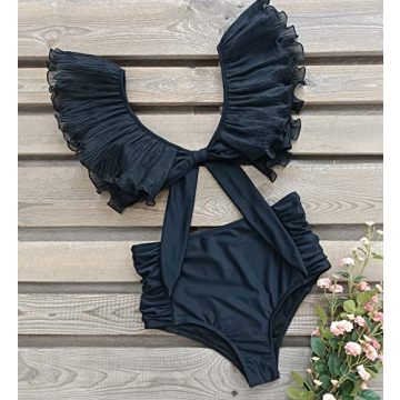 Women High Waisted Swimsuit with Lace Ruffle Bikini
