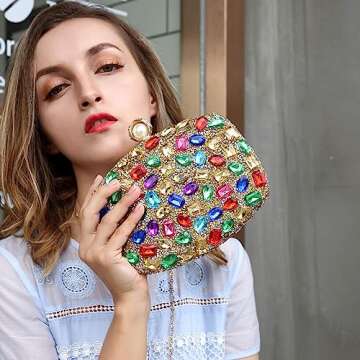 Milisente Clutch Purses For Women Crystal Clutches Evening Bags Gemstone Clutch Purse For Wedding Formal