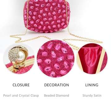 Milisente Clutch Purses For Women Crystal Clutches Evening Bags Gemstone Clutch Purse For Wedding Formal