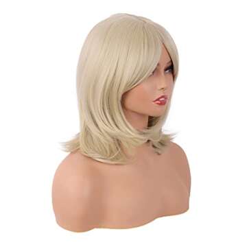 MapofBeauty 18 Inch/45 cm Layered Bangs Straight Synthetic Fiber Shoulder Length Hair Daily Use Wig ...