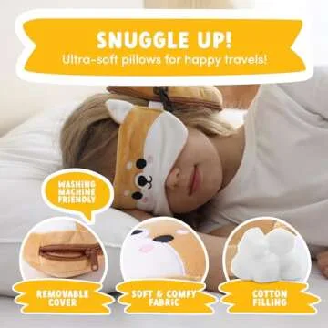 Comfortable Travel Pillow Set with Eye Mask for Kids